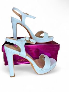 KAYLEEN By Los Angeles Pale Blue High Heel Platform Sandals